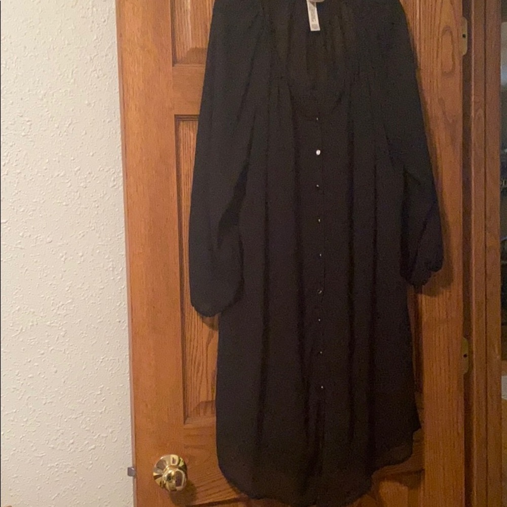 Double layer black long sleeve dress